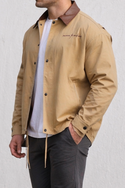 Jed North Men's Retro Oversized Canvas Jacket - Khaki