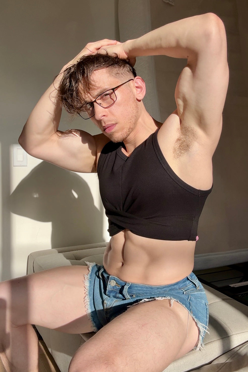 JJ Malibu Herren Wrapped Up geripptes bauchfreies Tanktop - Schwarz
