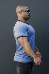 Jed North Muscle-Fit Ringer-T-Shirt für Herren – Electric Blue