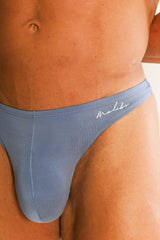JJ Malibu Men's Premium Modal Scrunch-Back Thong  - Dusty Blue