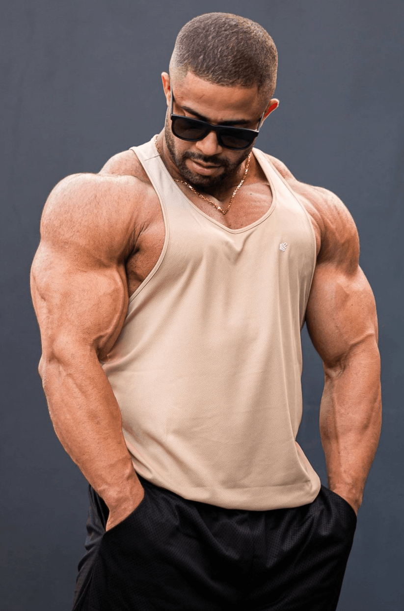 Jed North Herren Schnelltrocknendes Bodybuilding-Workout-Stringer - Khaki