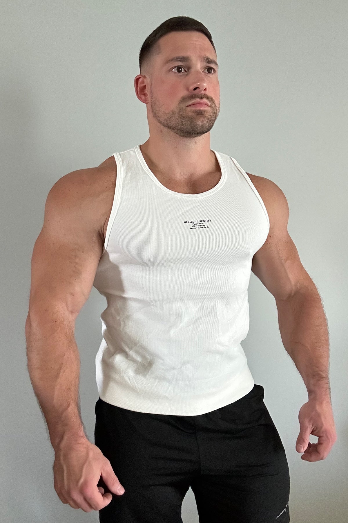 Débardeur de musculation côtelé pour homme Jed North - Blanc