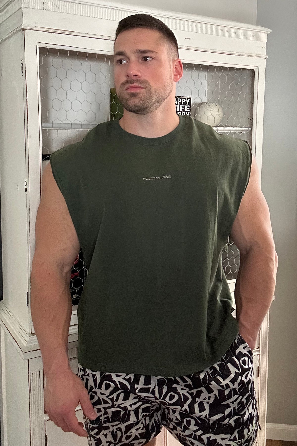 Jed North Herren Box Cut Muscle-Shirt - Waldgrün
