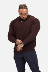 Jed North Men's Classic Henley Sweater  - Brown