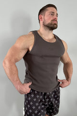 Jed North Herren Geripptes Muskel-Tanktop - Dunkelgrau