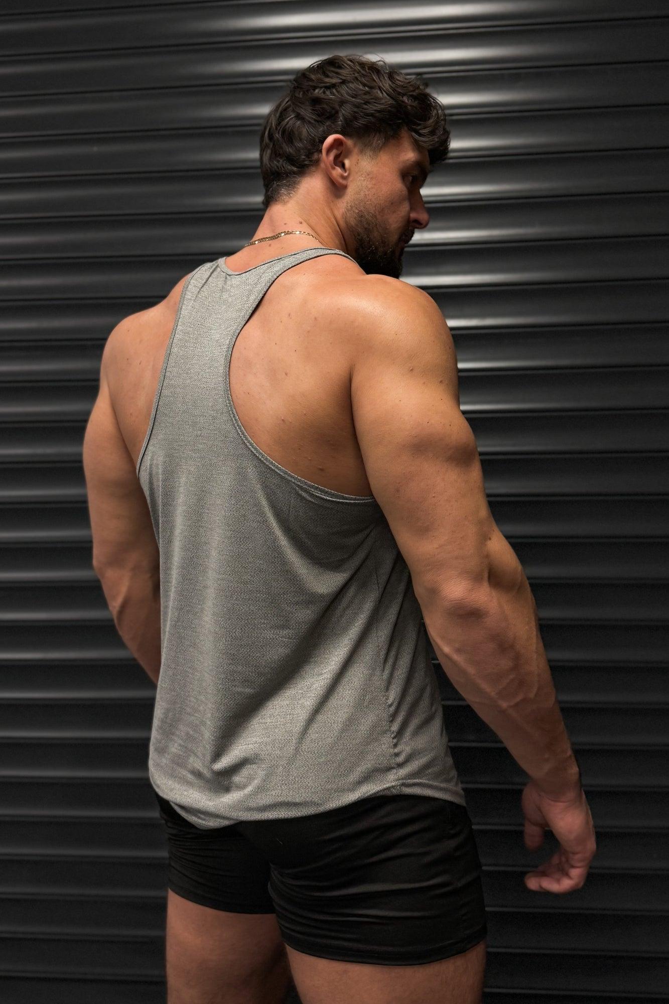 Jed North Herren Performance Max Bodybuilding Stringer - Heather Grau