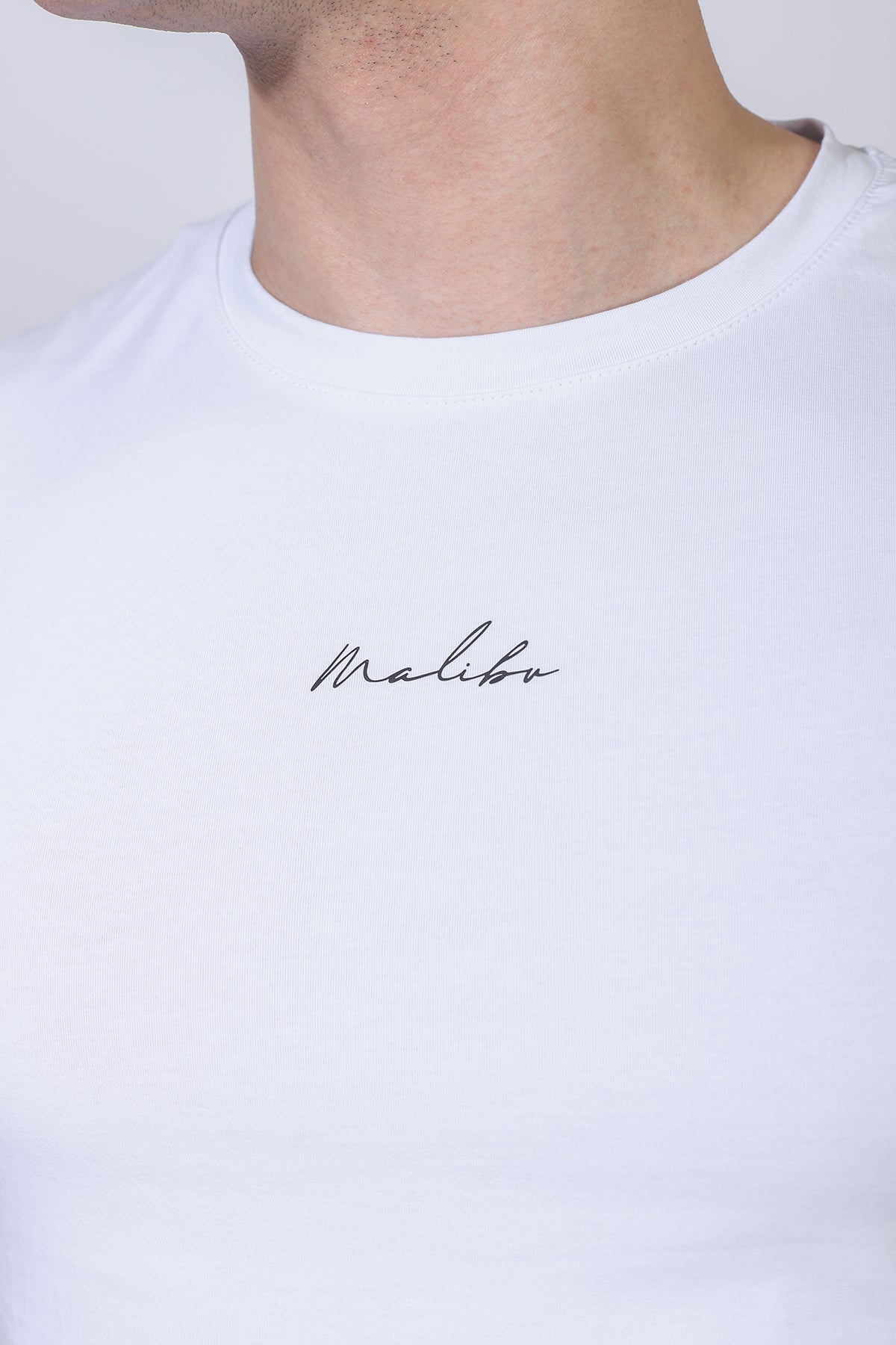 T-shirt court à manches mi-longues coupe ajustée pour homme JJ Malibu - Blanc