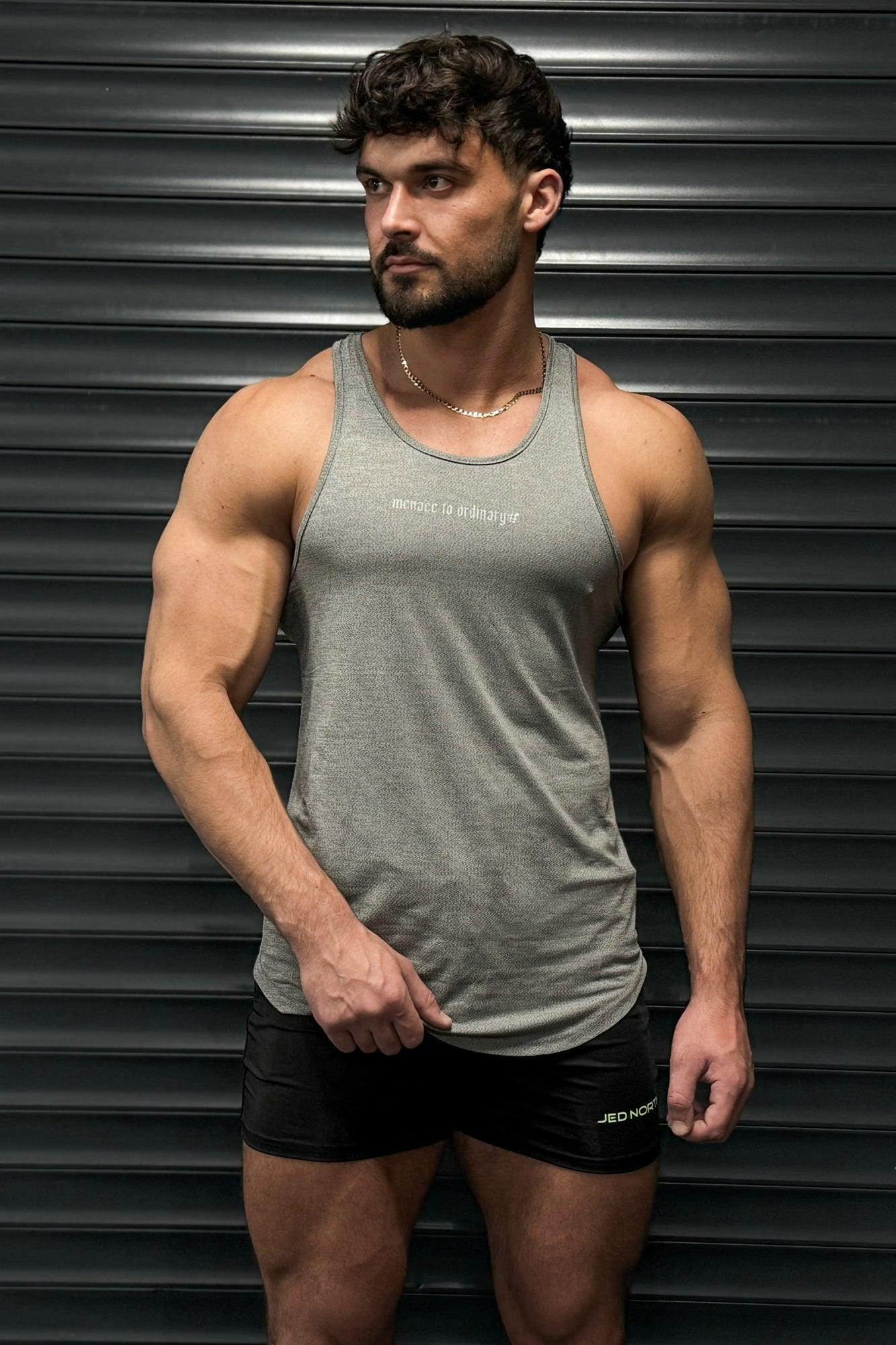 Jed North Herren Performance Max Bodybuilding Stringer - Heather Grau