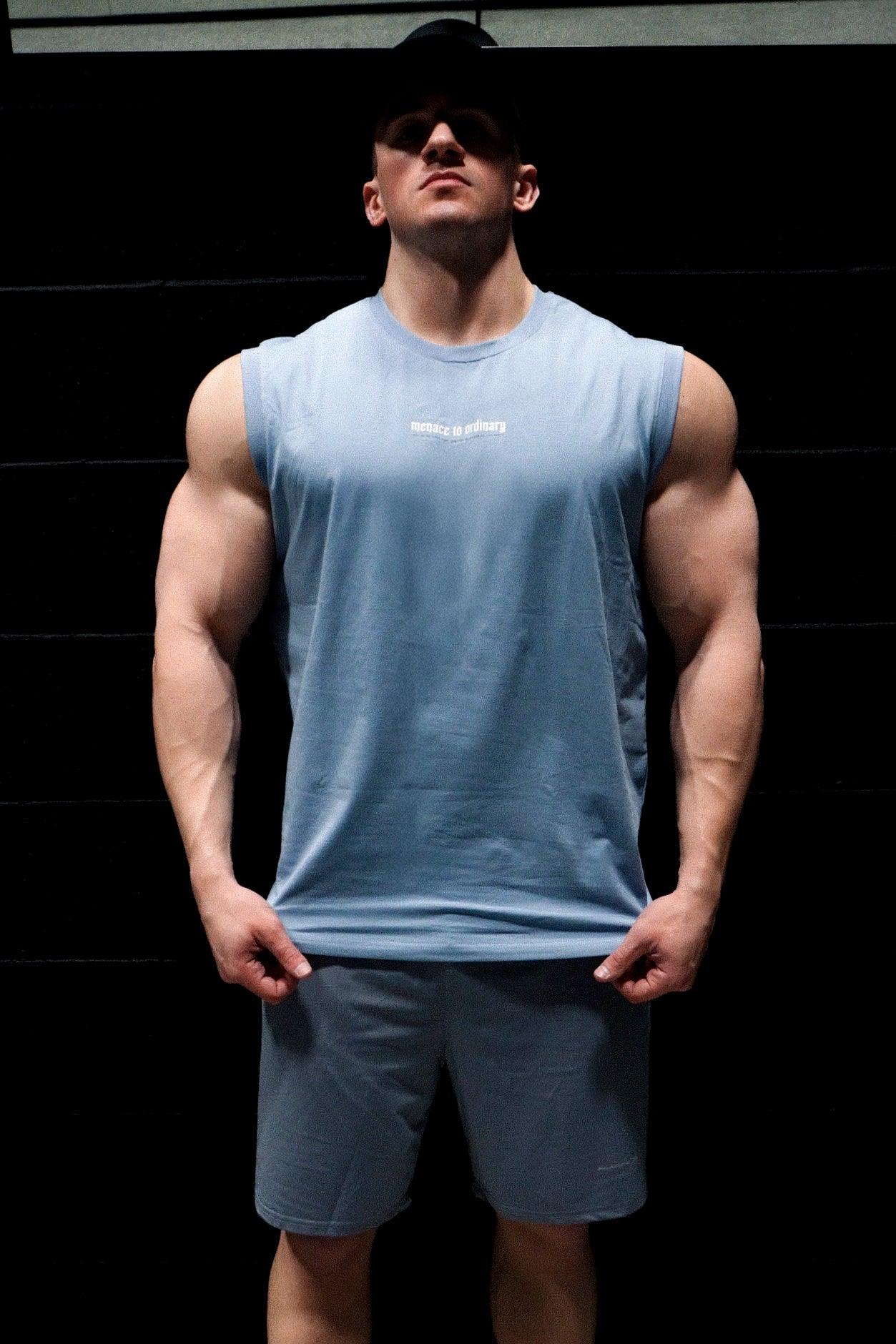 Jed North Ärmelloses Muskelshirt für Herren – Hellblau