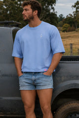 JJ Malibu Herren Oversized Relaxed Crop Top - Babyblau