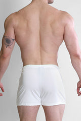 JJ Malibu Men's Karma 2" Short Shorts with Zipper Pockets - White