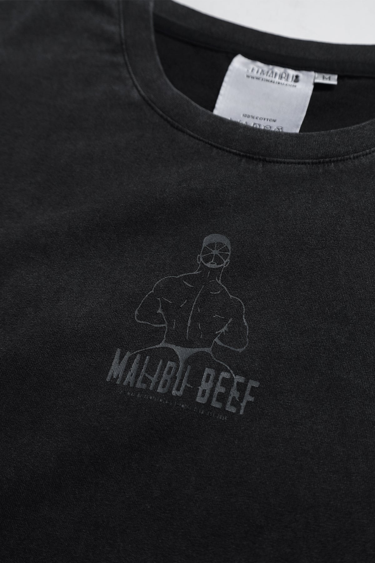 JJ Malibu Herren Vintage-Waschung Crop-T-Shirt mit überschnittenen Schultern - Beefcake