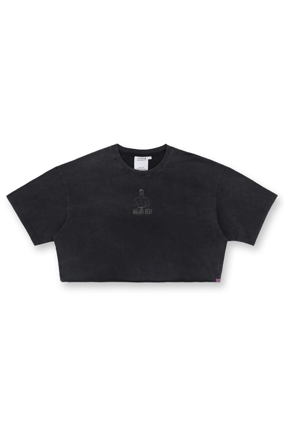 JJ Malibu Herren Vintage-Waschung Crop-T-Shirt mit überschnittenen Schultern - Beefcake