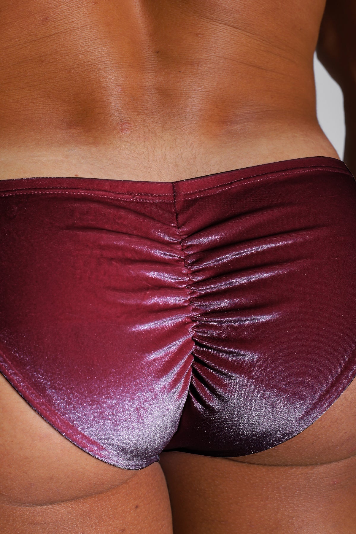 JJ Malibu Men's Velvety Scrunch-Butt Bikini Briefs - Maroon