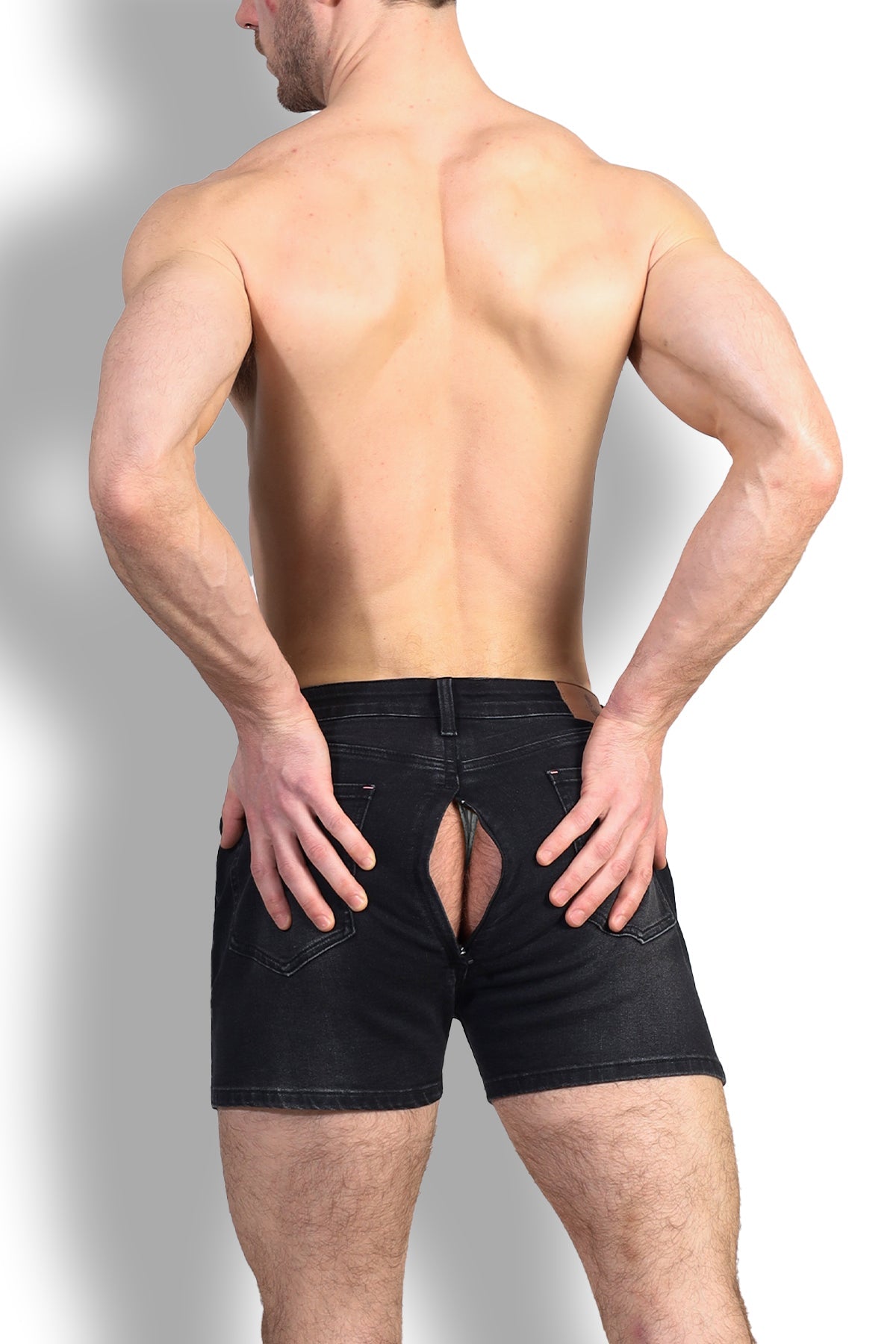 JJ Malibu Herren Peek-A-Boo Jeansshorts - Schwarz
