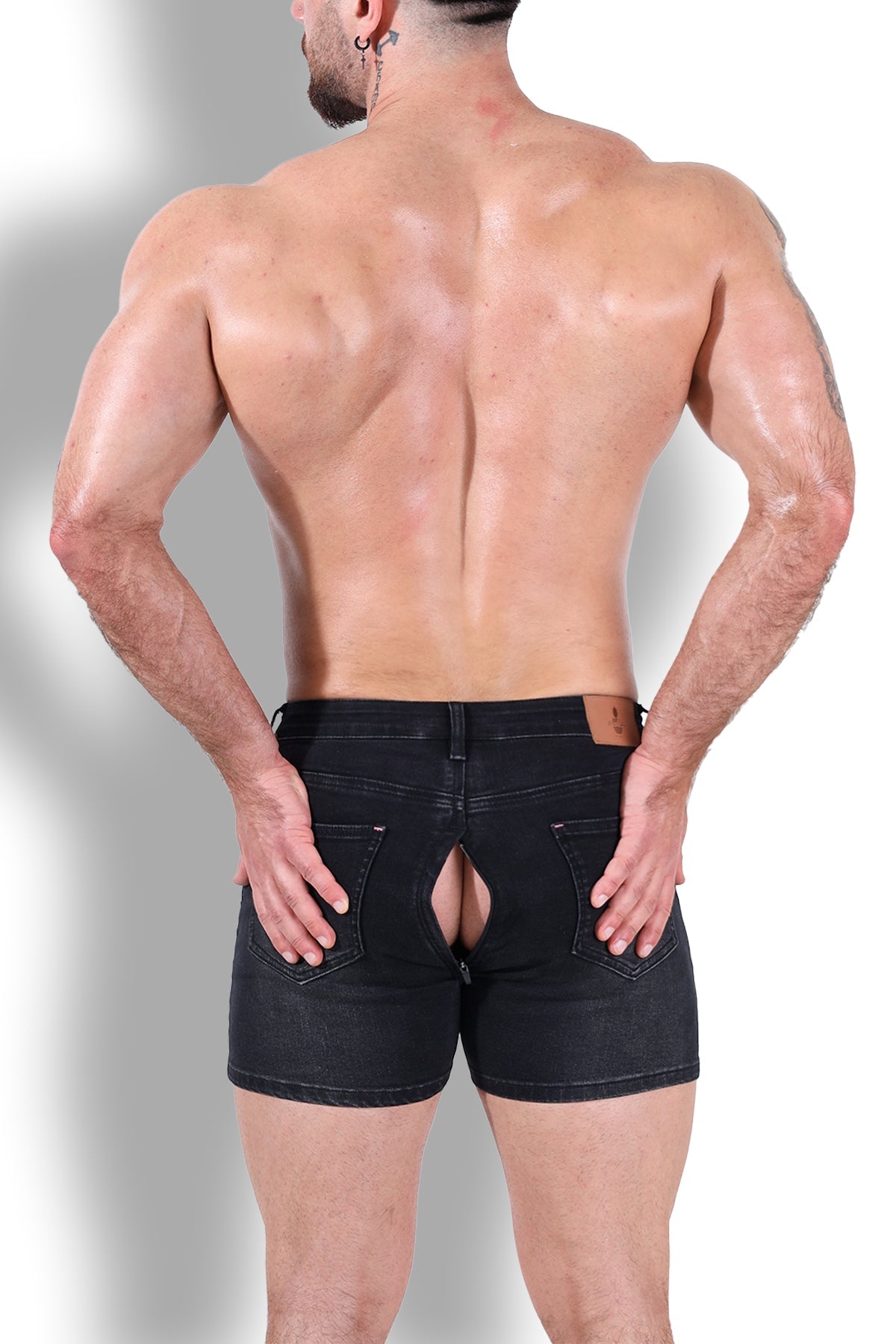 JJ Malibu Herren Peek-A-Boo Jeansshorts - Schwarz
