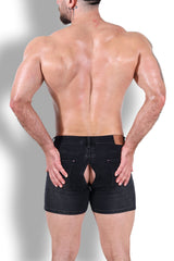 JJ Malibu Herren Peek-A-Boo Jeansshorts - Schwarz