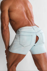 JJ Malibu Herren Peek-A-Boo Jeansshorts - Himmelblau