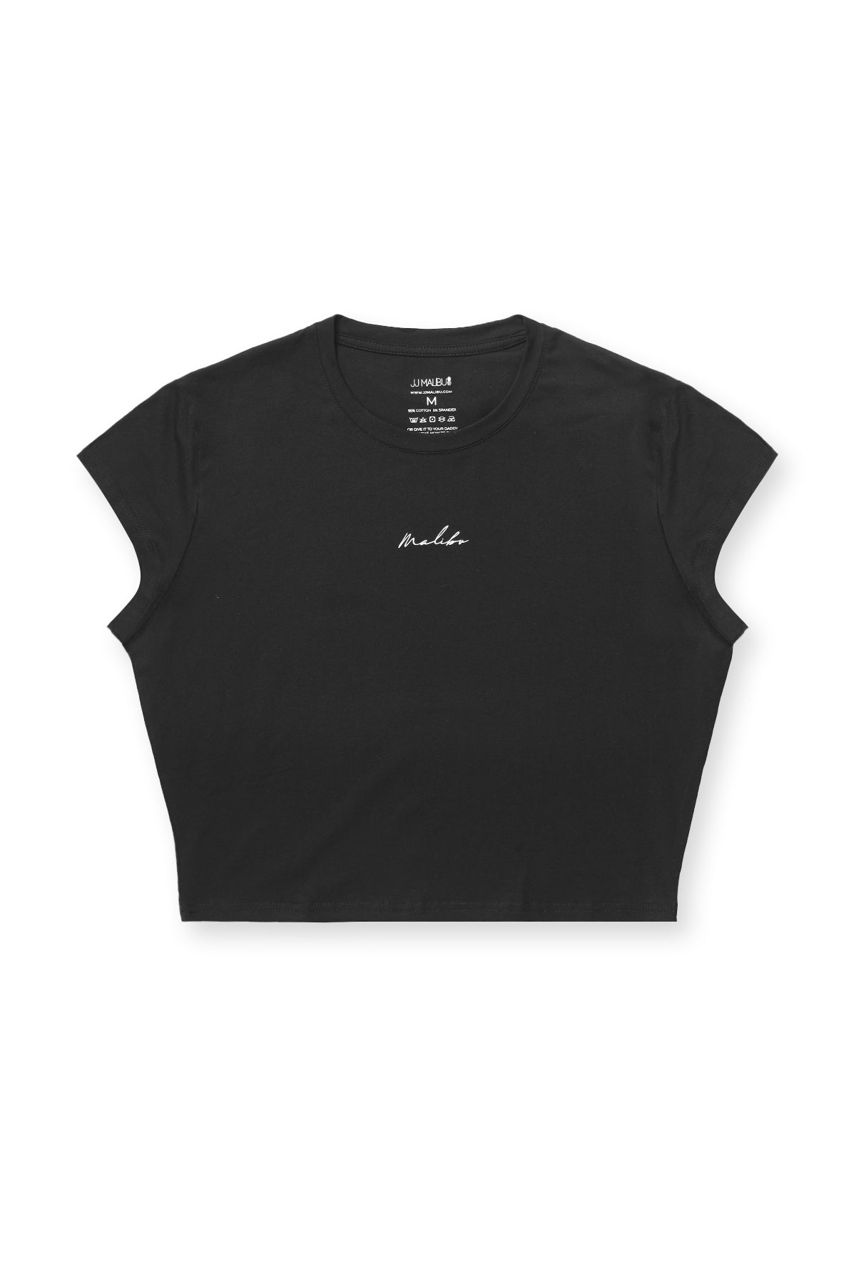 JJ Malibu Herren Muscle-Fit Crop-T-Shirt mit halben Ärmeln – Schwarz