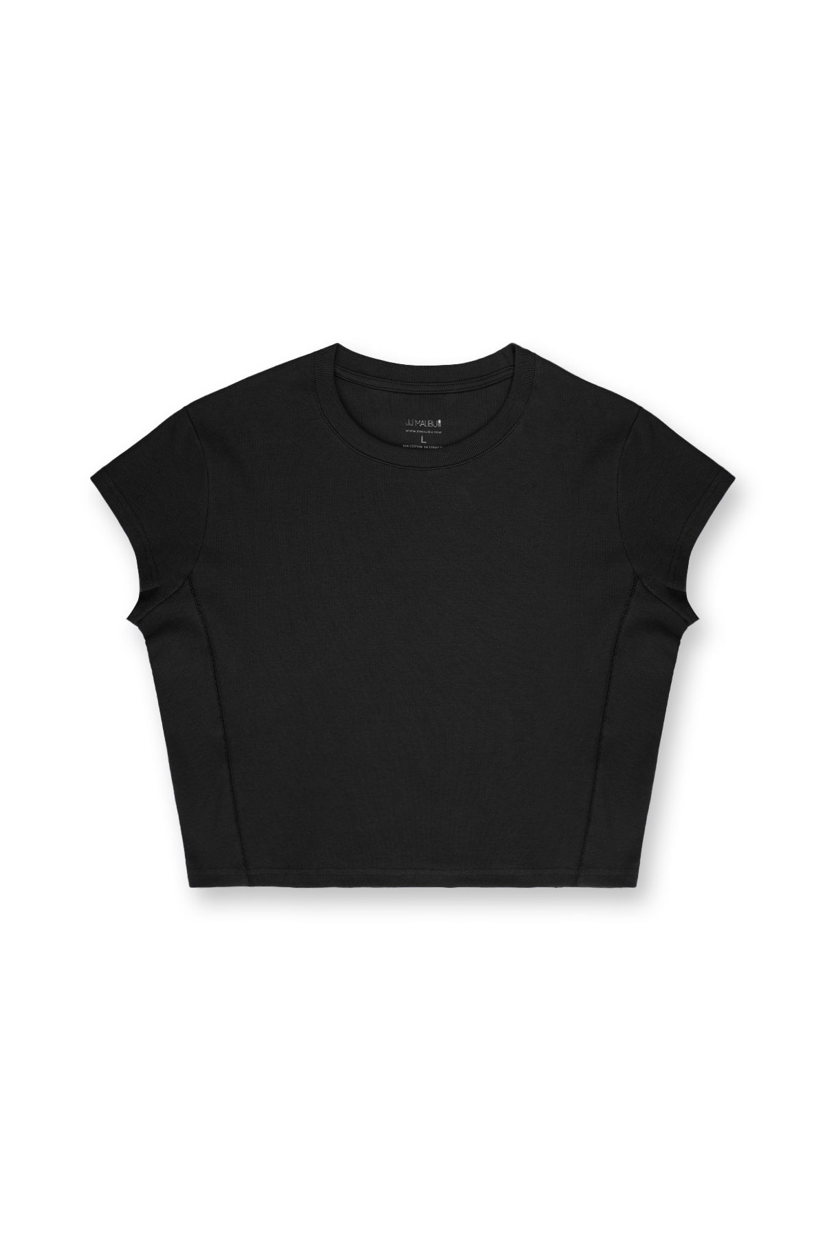 JJ Malibu Men's Cap Sleeve Rib Knit Crop Top - Black