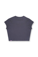 JJ Malibu Men's Cap Sleeve Rib Knit Crop Top - Storm Grey