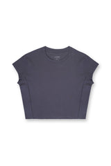 JJ Malibu Men's Cap Sleeve Rib Knit Crop Top - Storm Grey