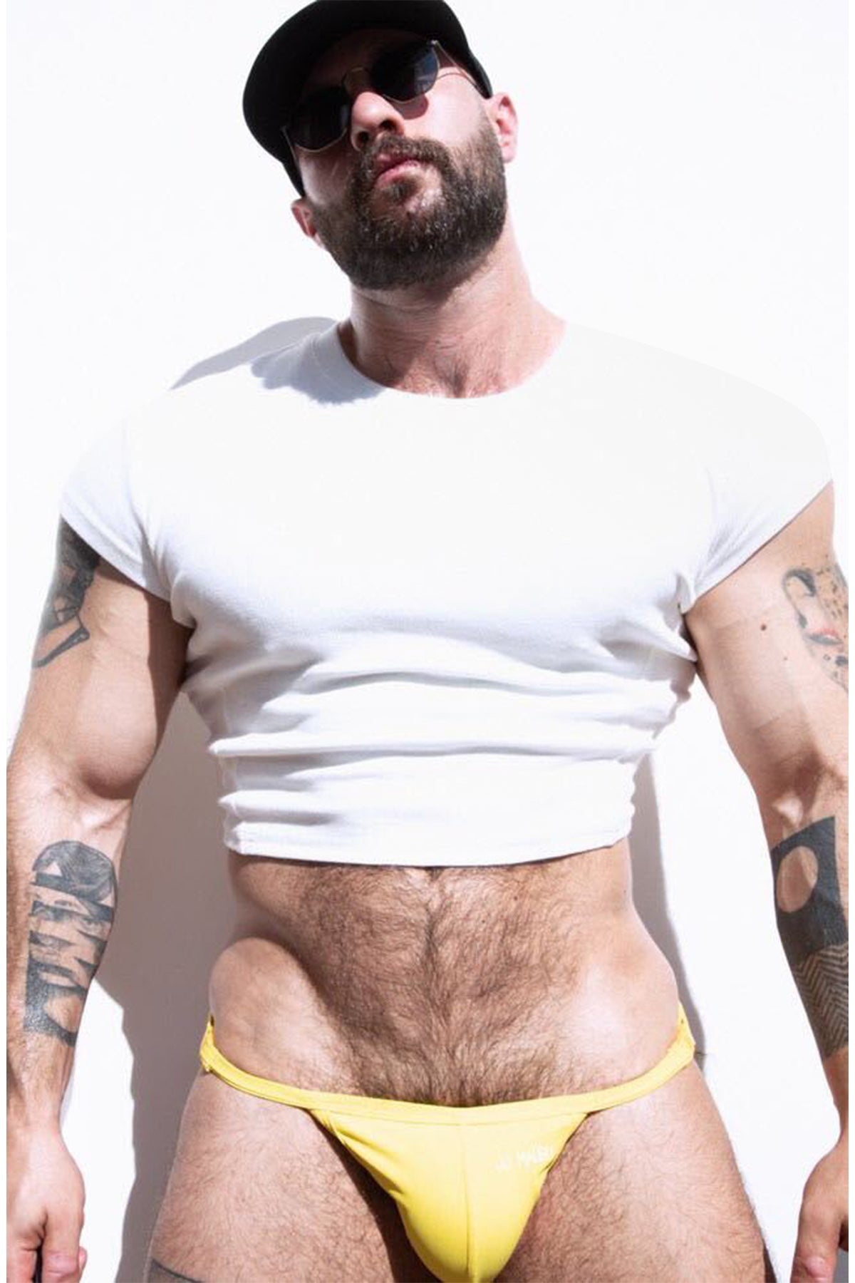 JJ Malibu Men's Cap Sleeve Rib Knit Crop Top - Ivory
