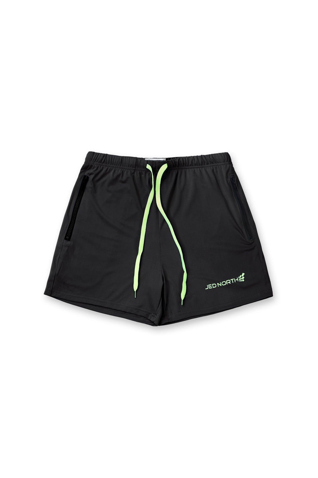 Jed North Men's Agile Bodybuilding 4'' Shorts w Zipper Pockets - Black