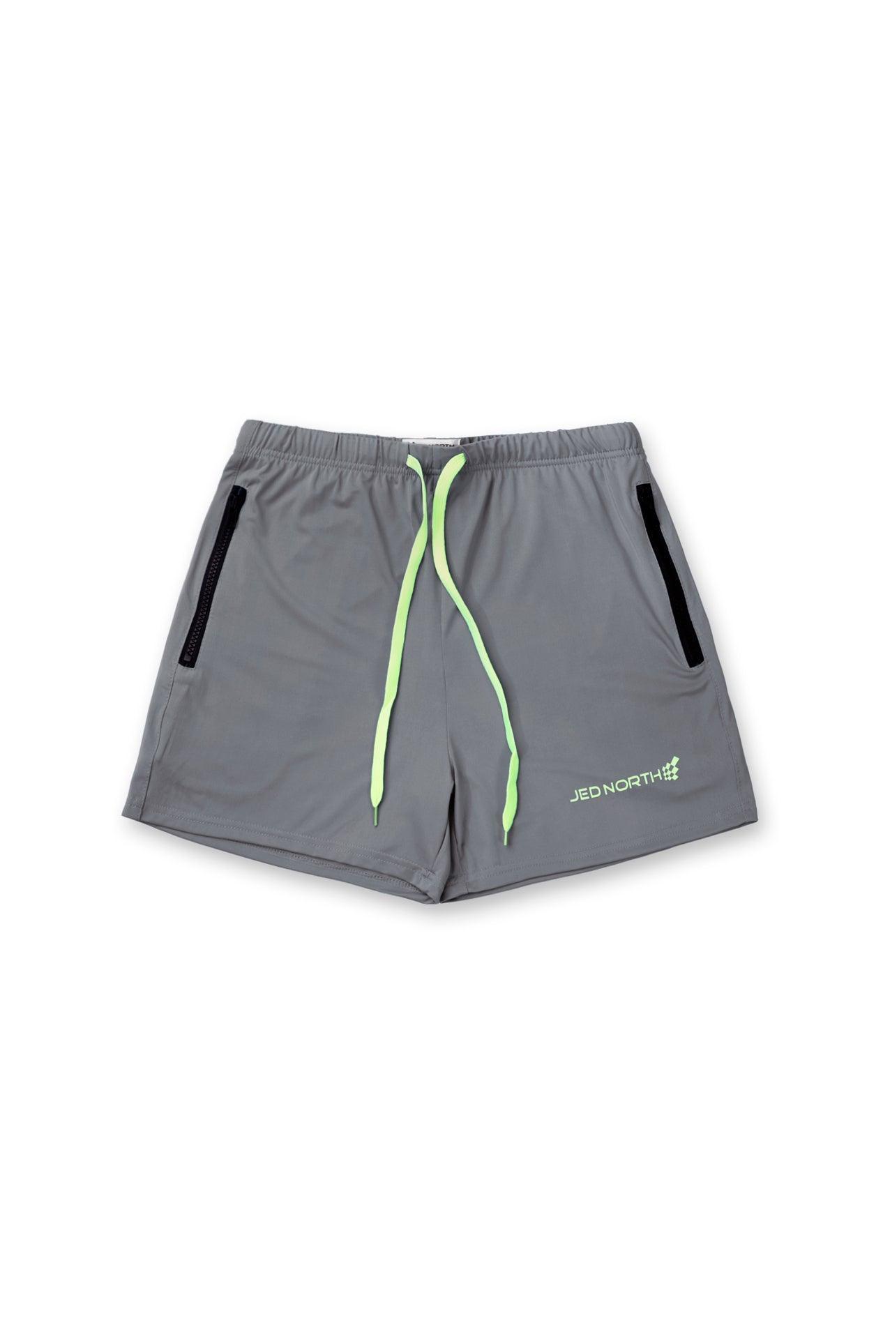 Jed North Men's Agile Bodybuilding 4'' Shorts w Zipper Pockets - Gray