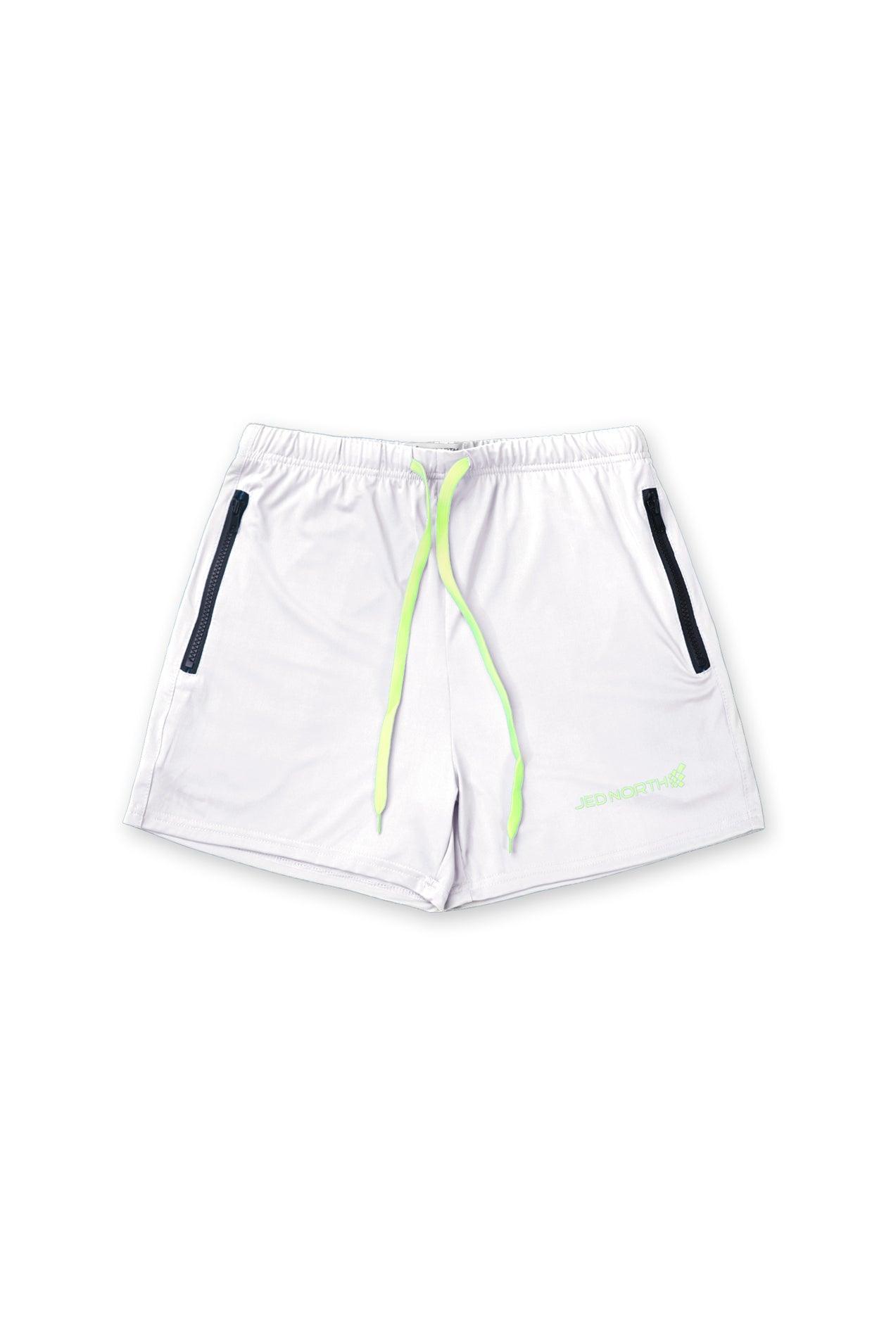 Jed North Men's Agile Bodybuilding 4'' Shorts w Zipper Pockets - Off White