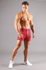 Jed North Men's Agile Bodybuilding 4'' Shorts w Zipper Pockets - Crimson Red