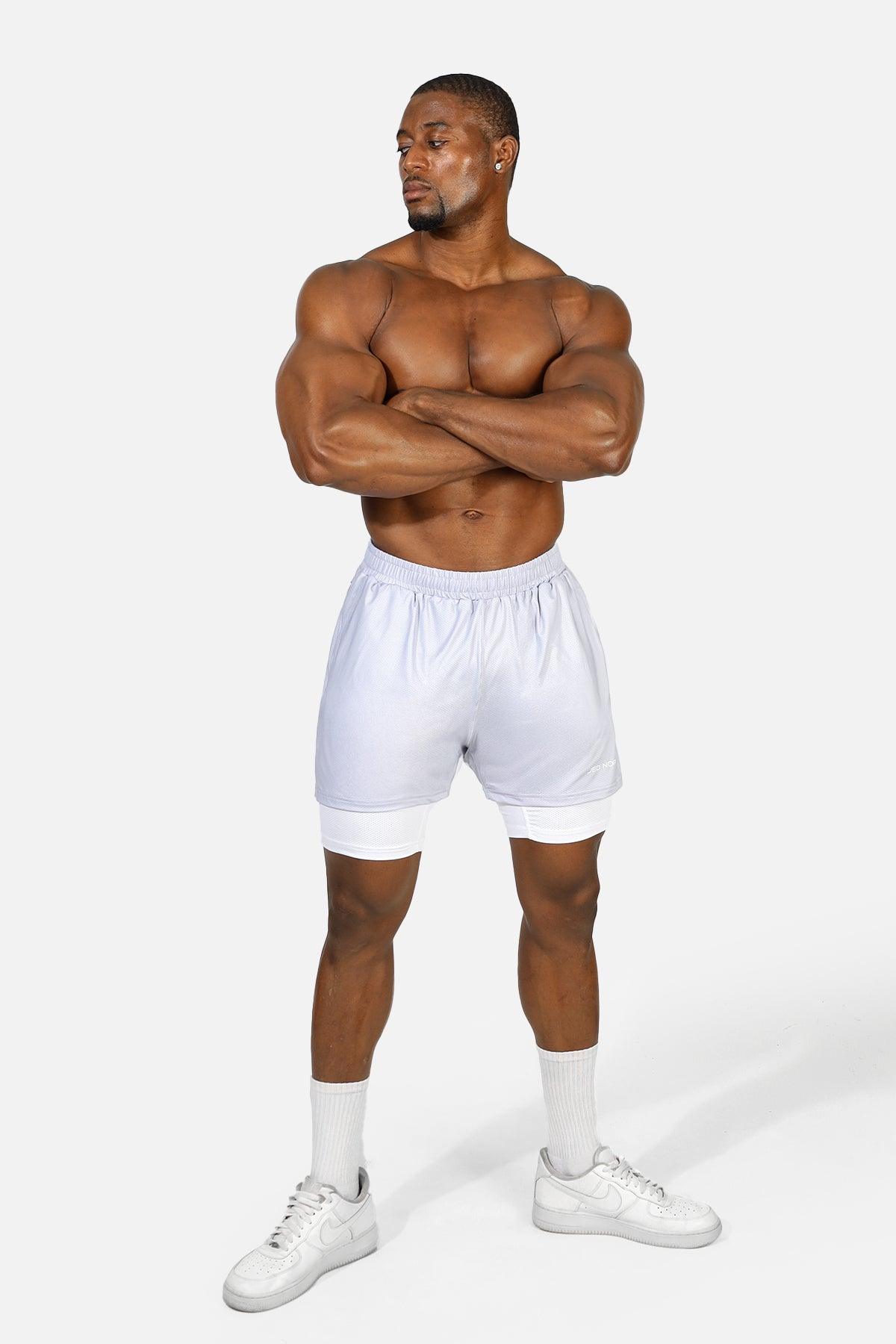 Jed North Men's Men's 2-In-1 7" Gym Shorts - Supernova Silver