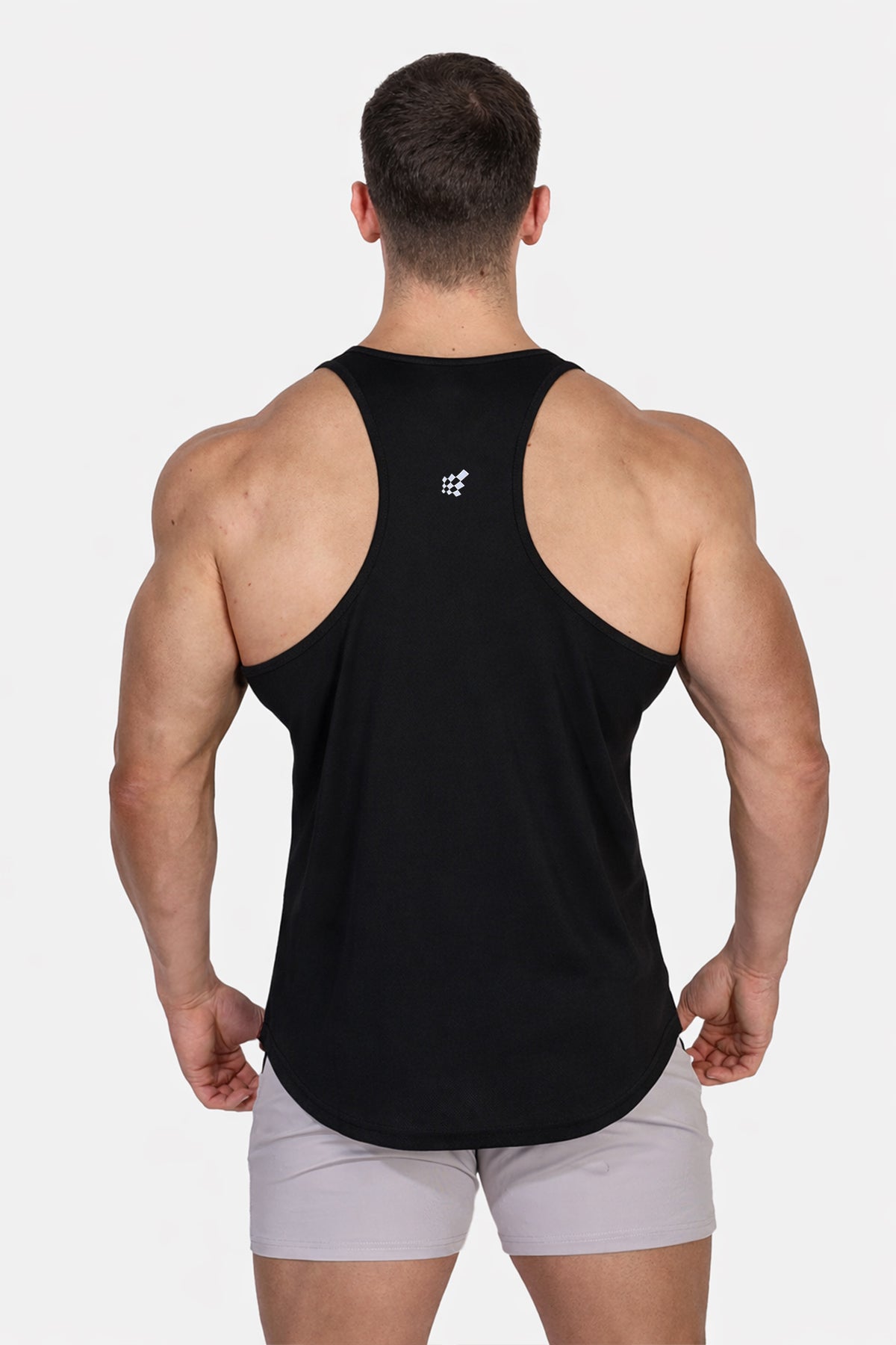 Jed North Herren schnelltrocknendes Bodybuilding-Workout-Stringer-Shirt – Schwarzes USA-Logo
