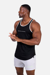 Débardeur de musculation à séchage rapide pour homme Jed North - Noir avec bordure blanche