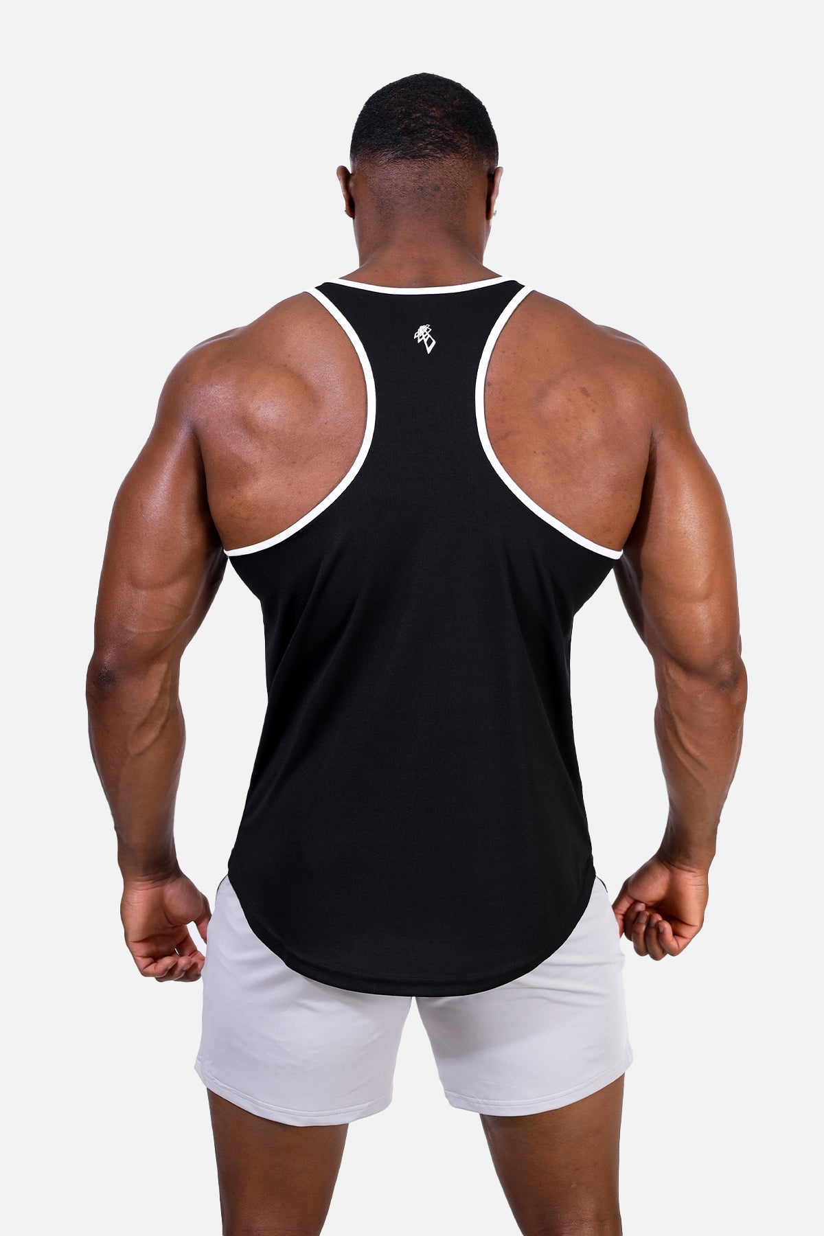Débardeur de musculation à séchage rapide pour homme Jed North - Noir avec bordure blanche