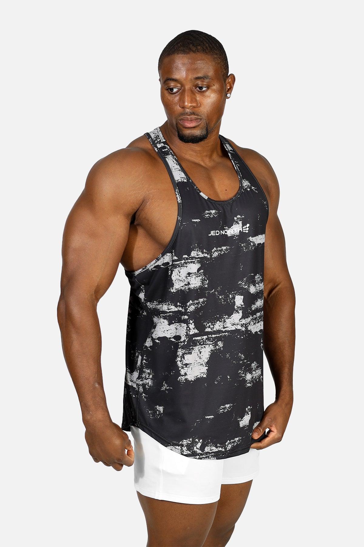 Jed North Herren Muscle Stringer mit Grafik - Silver Brush Strokes