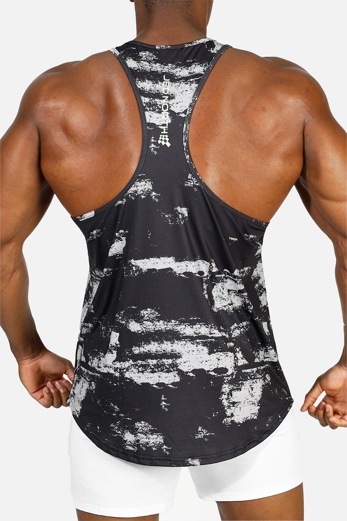 Jed North Herren Muscle Stringer mit Grafik - Silver Brush Strokes