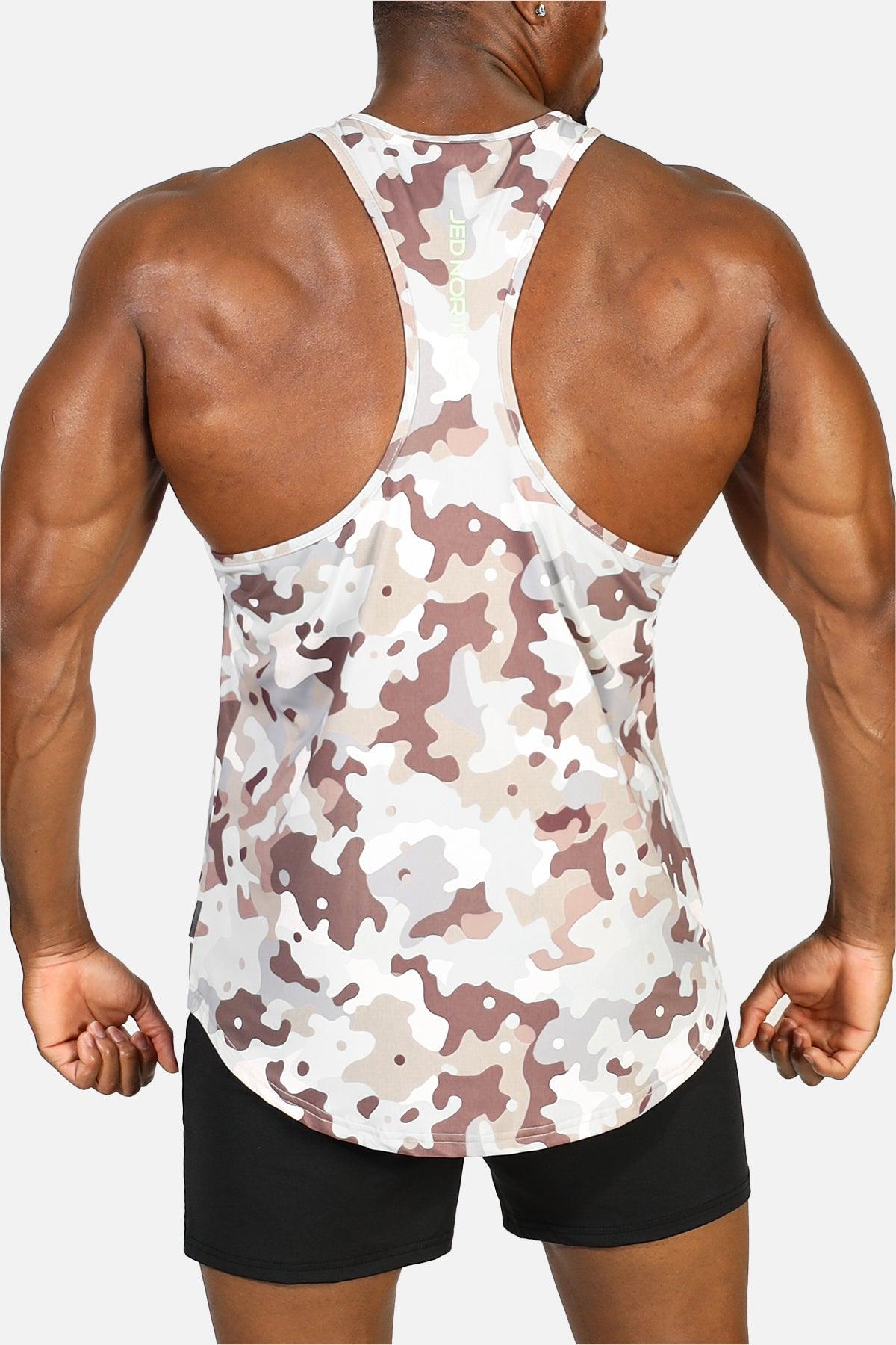 Jed North Herren Muscle-Stringer mit Grafikdruck - Khaki-Camouflage