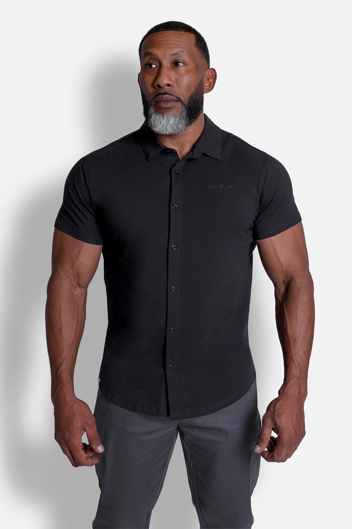 Jed North Men's Muscle-Fit Stretch Short Sleeve Shirt - Onyx Black