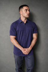 Jed North Men's Muscle-Fit Stretch Short Sleeve Shirt  - Navy Blue