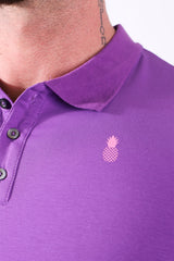 JJ Malibu Men's Fitted Polo Crop Top - Purple