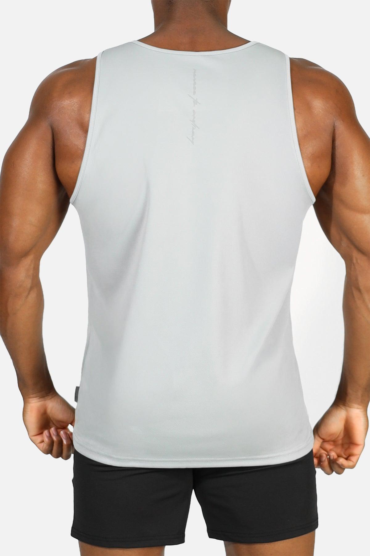 Jed North Alpha Herren-Tanktop aus schnelltrocknender Mikrofaser für das Fitnessstudio – Polar Silver