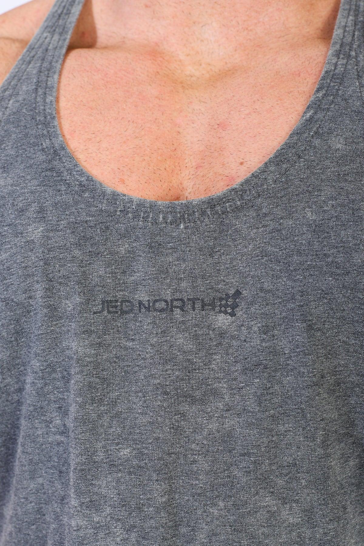 Jed North Herren Retro Washed Bodybuilding Stringer - Heather Grau