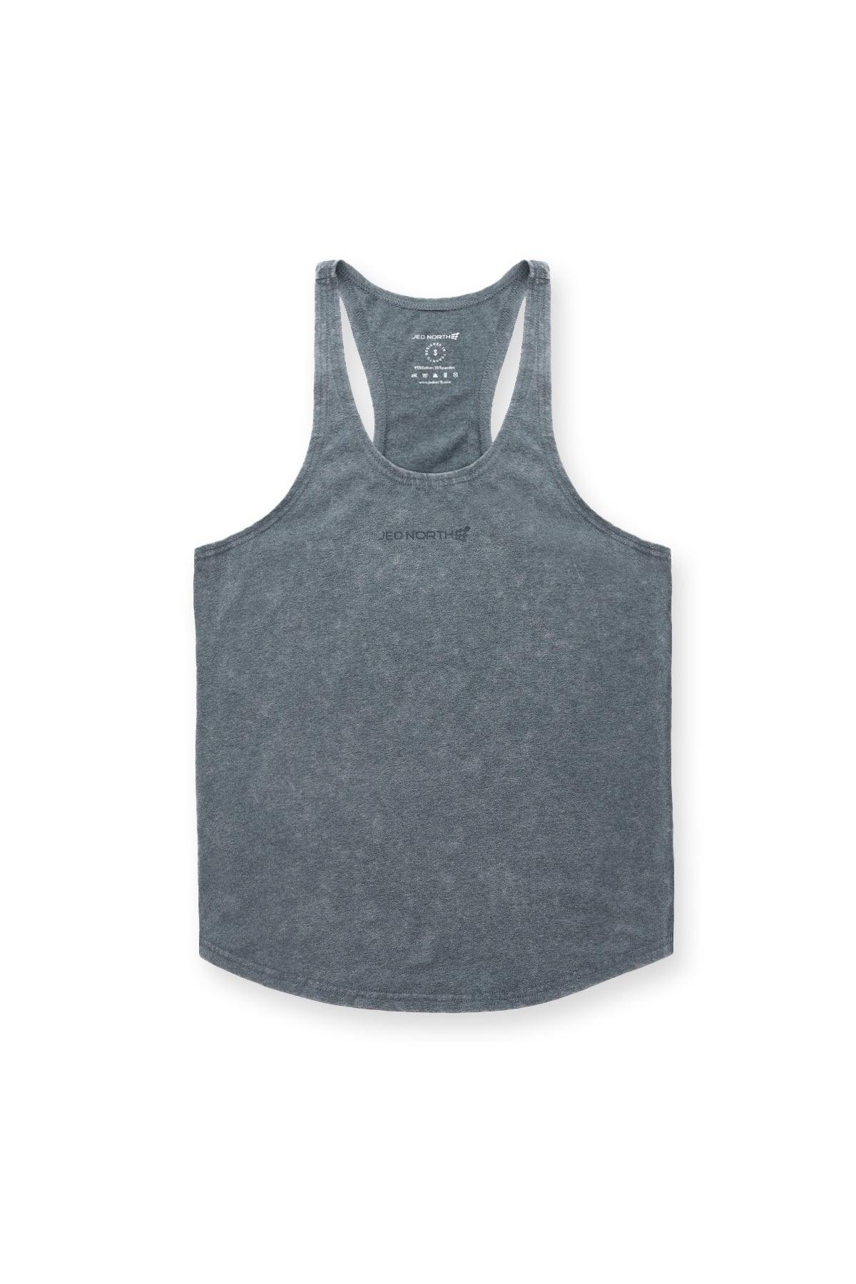 Jed North Herren Retro Washed Bodybuilding Stringer - Heather Grau