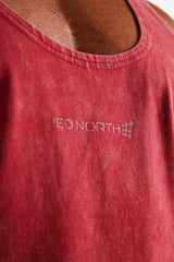 Jed North Herren Retro Washed Bodybuilding Stringer - Karmesinrot