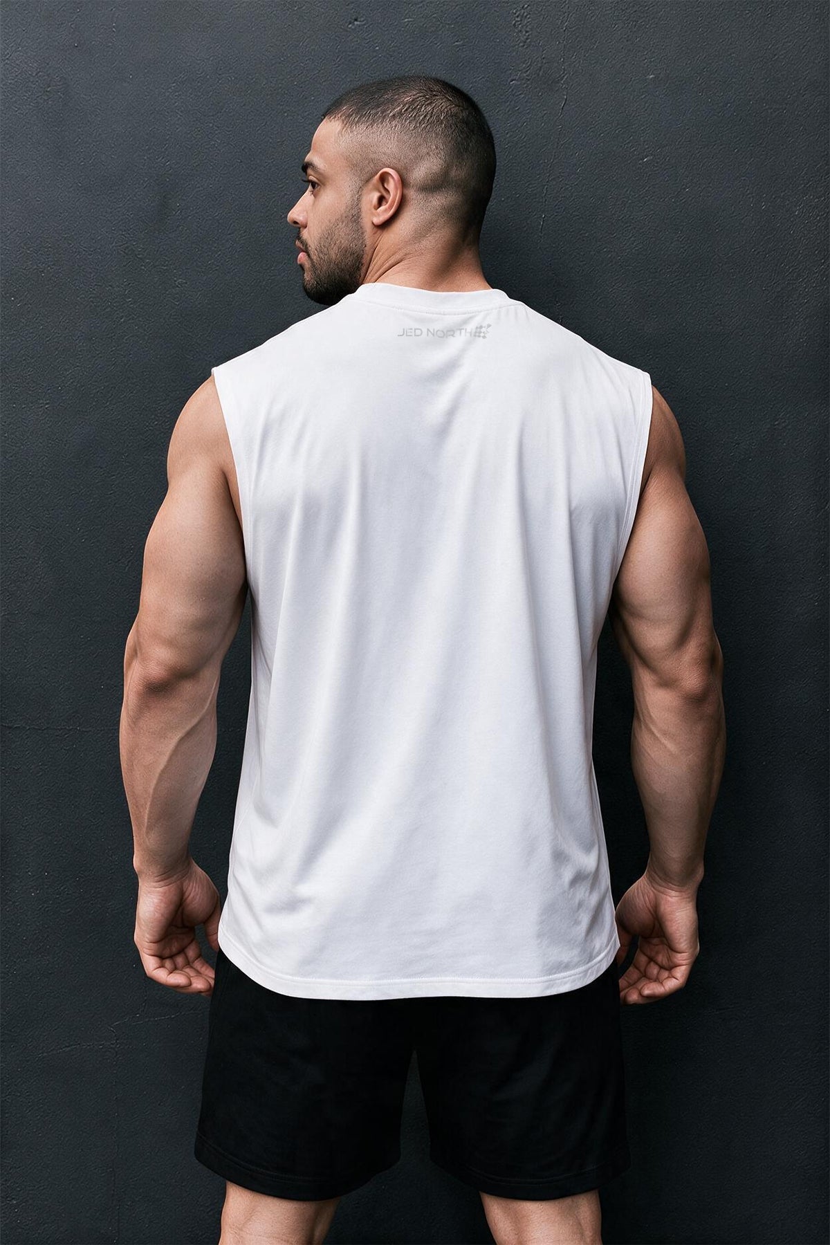 Jed North Herren Retro Oversized Muscle-Shirt - Gewaschenes Weiß