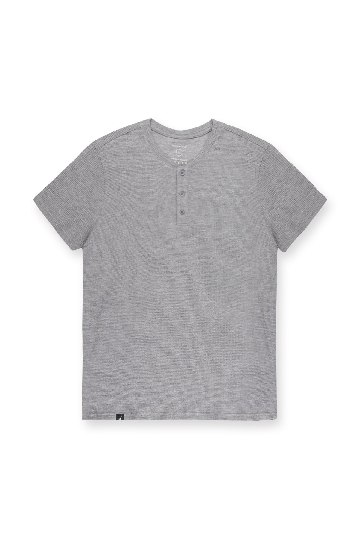 Jed North Herren Waffel-Henley-T-Shirt - Hellgrau