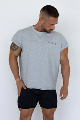 Jed North Oversized-T-Shirt für Herren mit Rohschnitt und kurzem Schnitt – Heidegrau