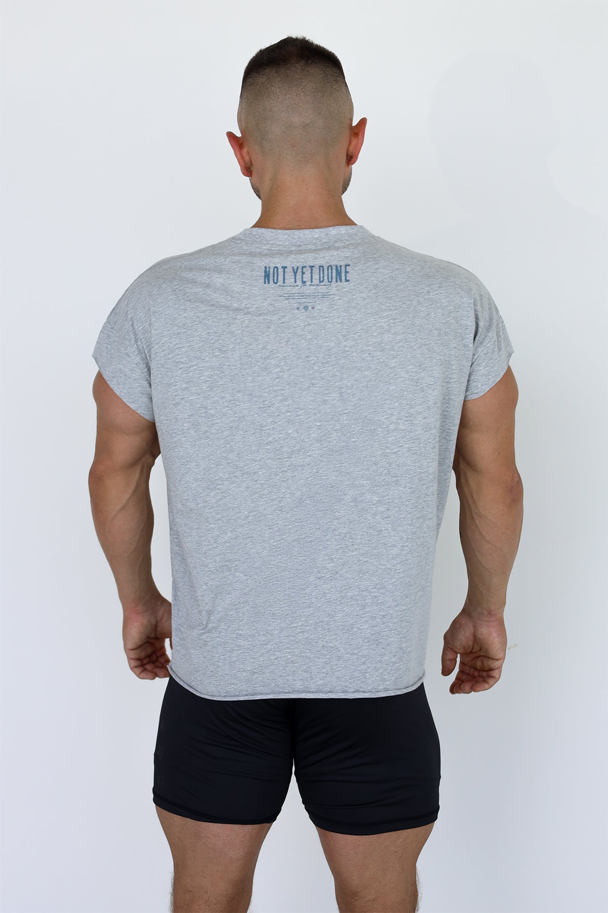Jed North Oversized-T-Shirt für Herren mit Rohschnitt und kurzem Schnitt – Heidegrau