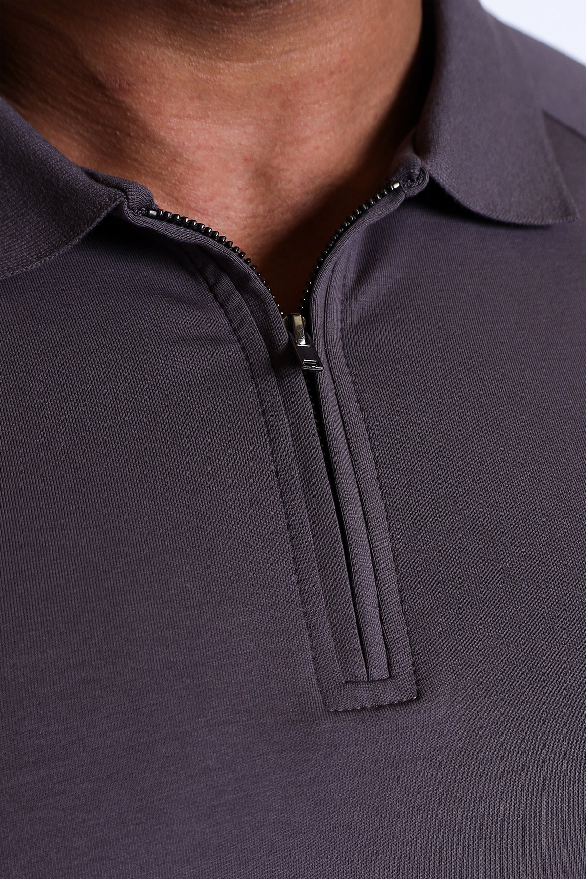 Jed North Men's Premium Muscle-Fit Polo Tee w/ Zipper - Dark Gray